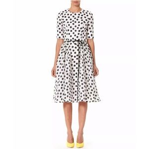 🖤 CAROLINA HERRERA Polka Dot A-Line Silk Dress 14